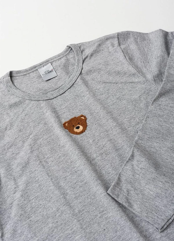 Vida Costeira - Pijama Feminino Algodão Ursinho Clean Mescla 4