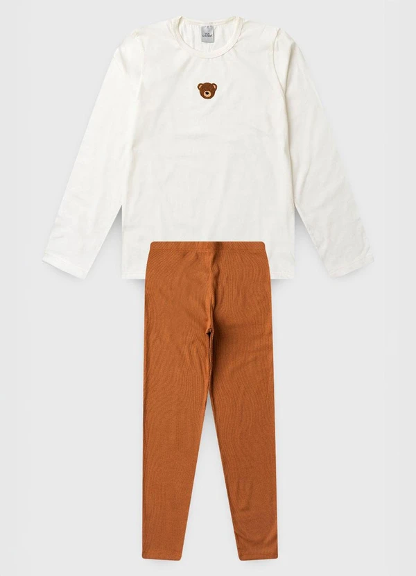 Vida Costeira - Pijama Feminino Algodão Ursinho Clean Off White 3