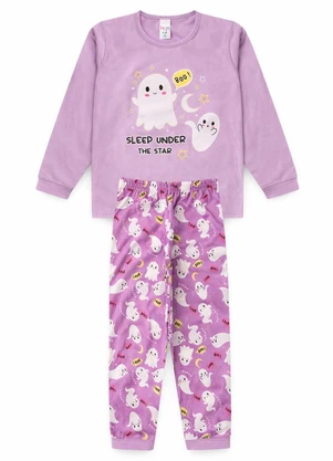 Atelie da Crianca - Pijama Feminino Inverno Boo Lilas - ATELIE DA CRIANCA
