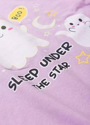 Atelie da Crianca - Pijama Feminino Inverno Boo Lilas - ATELIE DA CRIANCA