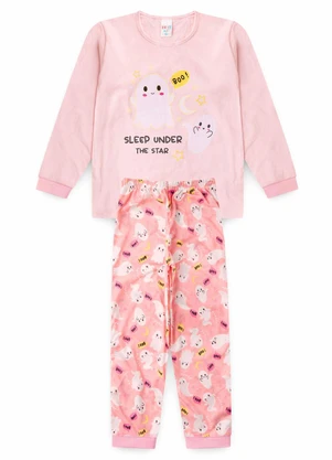 Atelie da Crianca - Pijama Feminino Inverno Boo Rosa - ATELIE DA CRIANCA