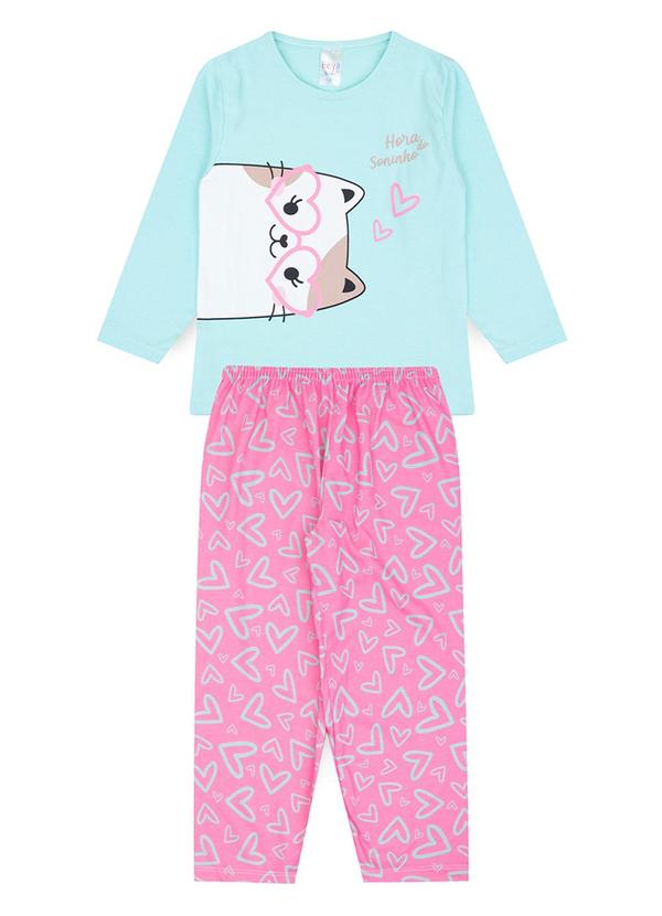 Atelie da Crianca - Pijama Feminino Inverno Cat Azul