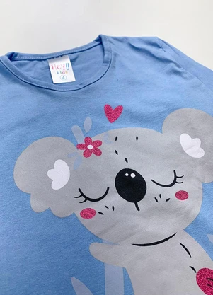 Atelie da Crianca - Pijama Feminino Inverno Coala Azul Claro - ATELIE DA CRIANCA