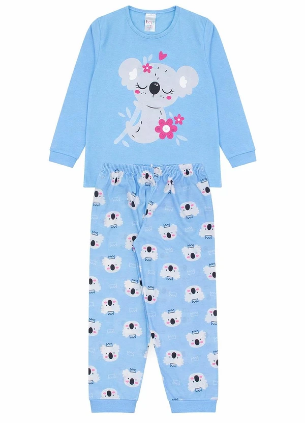 Atelie da Crianca - Pijama Feminino Inverno Coala Azul Claro