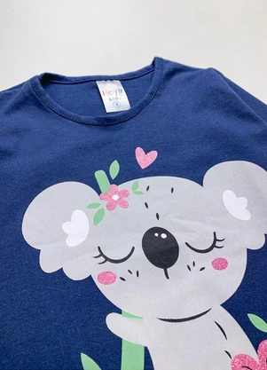 Atelie da Crianca - Pijama Feminino Inverno Coala Azul Marinho - ATELIE DA CRIANCA
