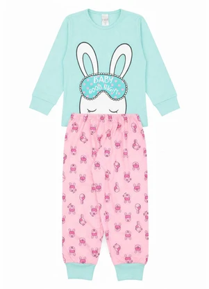 Atelie da Crianca - Pijama Feminino Inverno Coelho Azul - ATELIE DA CRIANCA