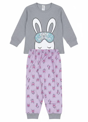 Atelie da Crianca - Pijama Feminino Inverno Coelho Cinza - ATELIE DA CRIANCA