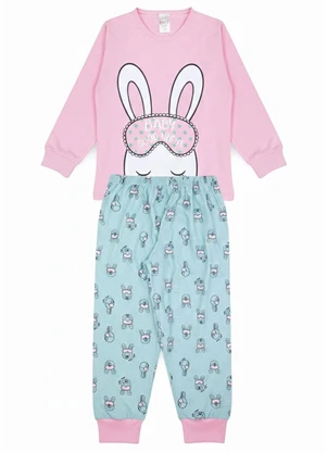 Atelie da Crianca - Pijama Feminino Inverno Coelho Rosa - ATELIE DA CRIANCA