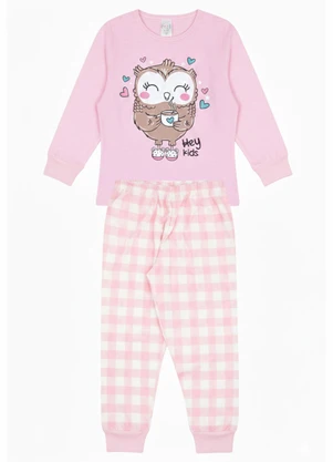 Atelie da Crianca - Pijama Feminino Inverno Coruja Rosa - ATELIE DA CRIANCA