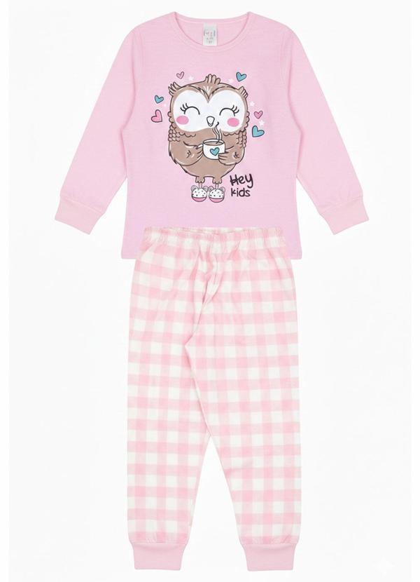 Atelie da Crianca - Pijama Feminino Inverno Coruja Rosa 1