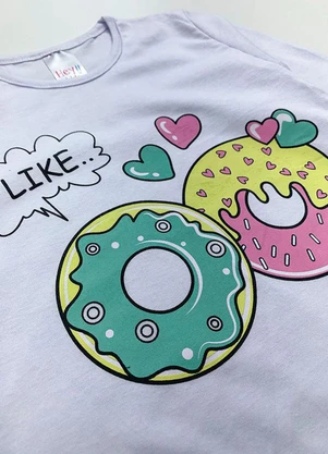 Atelie da Crianca - Pijama Feminino Inverno Donuts Branco - ATELIE DA CRIANCA