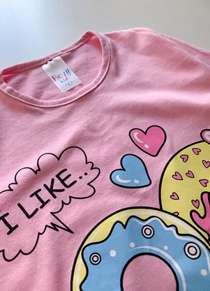 Atelie da Crianca - Pijama Feminino Inverno Donuts Rosa - ATELIE DA CRIANCA
