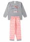 Atelie da Crianca - Pijama Feminino Inverno Gatinha Coração Rosa - variação: Cinza