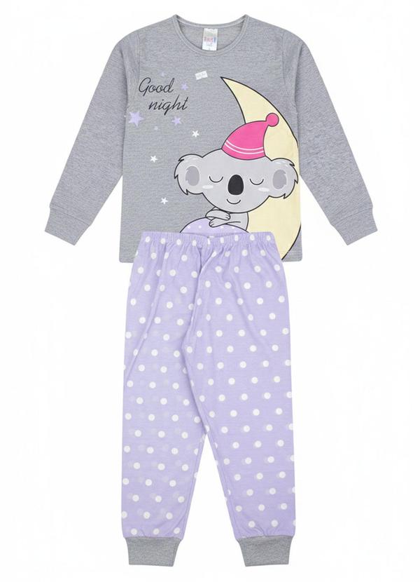 Atelie da Crianca - Pijama Feminino Inverno Good Night Cinza