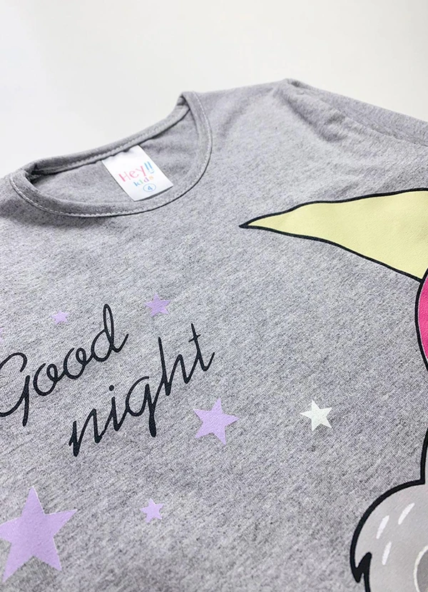 Atelie da Crianca - Pijama Feminino Inverno Good Night Cinza 2