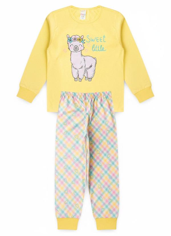 Atelie da Crianca - Pijama Feminino Inverno Lhama Amarelo