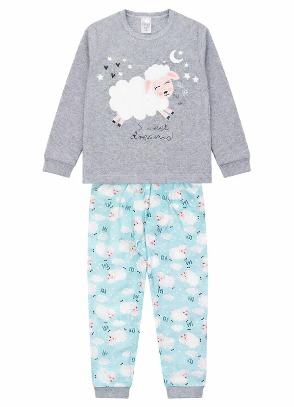 Atelie da Crianca - Pijama Feminino Inverno Sweet Dreams Cinza