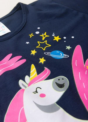Atelie da Crianca - Pijama Feminino Inverno Unicornio Azul - ATELIE DA CRIANCA