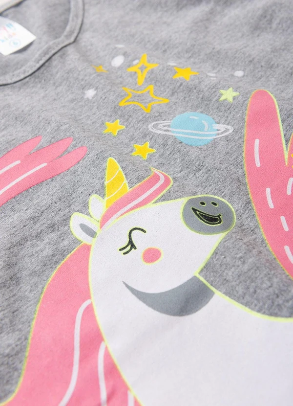 Atelie da Crianca - Pijama Feminino Inverno Unicornio Cinza 2