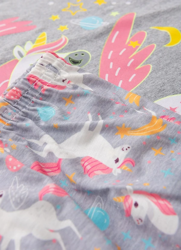 Atelie da Crianca - Pijama Feminino Inverno Unicornio Cinza 3