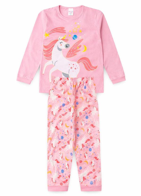 Atelie da Crianca - Pijama Feminino Inverno Unicornio Rosa