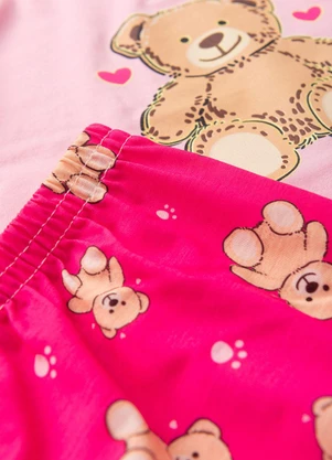 Atelie da Crianca - Pijama Feminino Inverno Ursinho Rosa - ATELIE DA CRIANCA