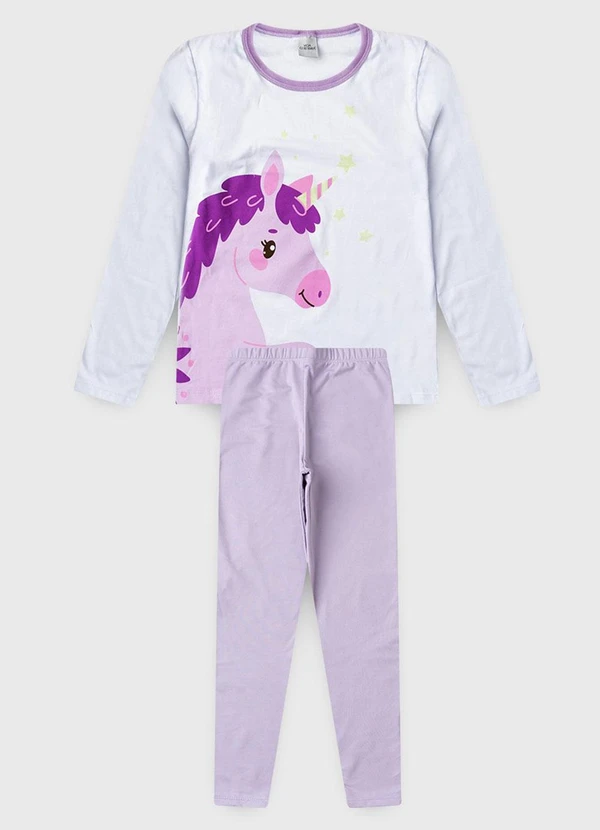 Vida Costeira - Pijama Feminino Unicórnio Brilha no Lilás 4