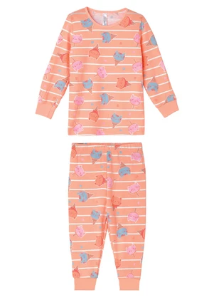 Malwee Kids - Pijama Gatinhos que Brilha no Laranja Pastel - MALWEE KIDS