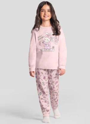 Brandili - Pijama Infantil Coelho Brilha no Escuro Rosa - BRANDILI