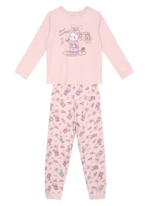 Brandili - Pijama Infantil Coelho Brilha no Escuro Rosa - BRANDILI