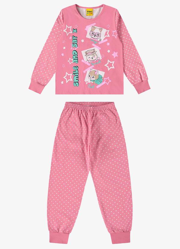 Rovi Kids - Pijama Infantil Feminino em Meia Malha Rosa 3