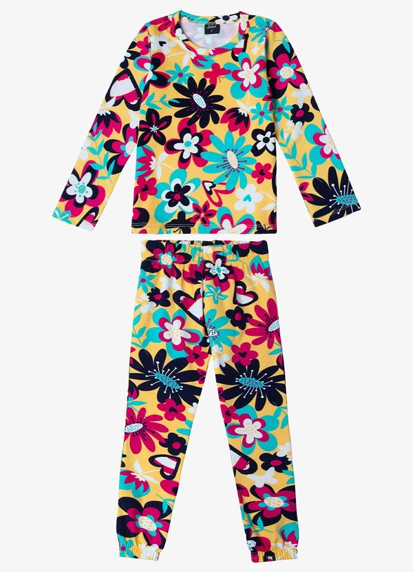Select - Pijama Infantil Feminino Estapado Amarelo