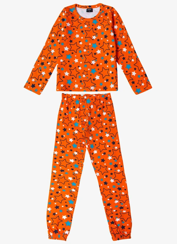 Select - Pijama Infantil Feminino Estapado Laranja