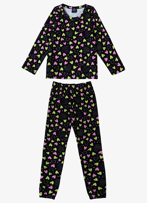 Select - Pijama Infantil Feminino Estapado Preto