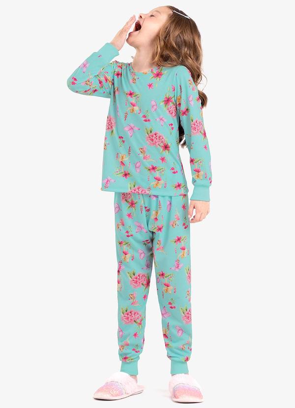 Rovi Kids - Pijama Infantil Feminino Florido Azul