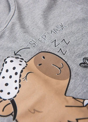 Atelie da Crianca - Pijama Infantil Feminino Inverno Capivara Mescla - ATELIE DA CRIANCA