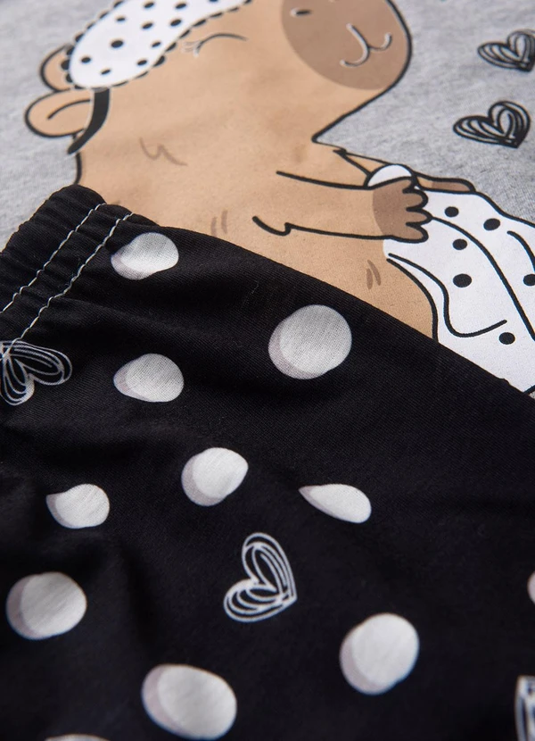 Atelie da Crianca - Pijama Infantil Feminino Inverno Capivara Mescla 3