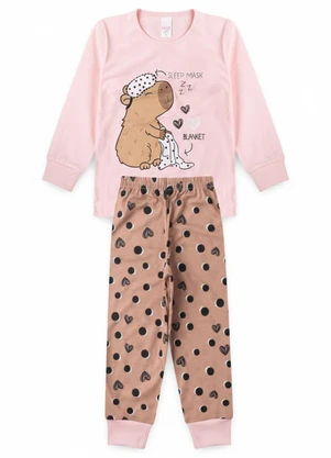 Atelie da Crianca - Pijama Infantil Feminino Inverno Capivara Rosa - ATELIE DA CRIANCA