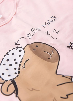 Atelie da Crianca - Pijama Infantil Feminino Inverno Capivara Rosa - ATELIE DA CRIANCA