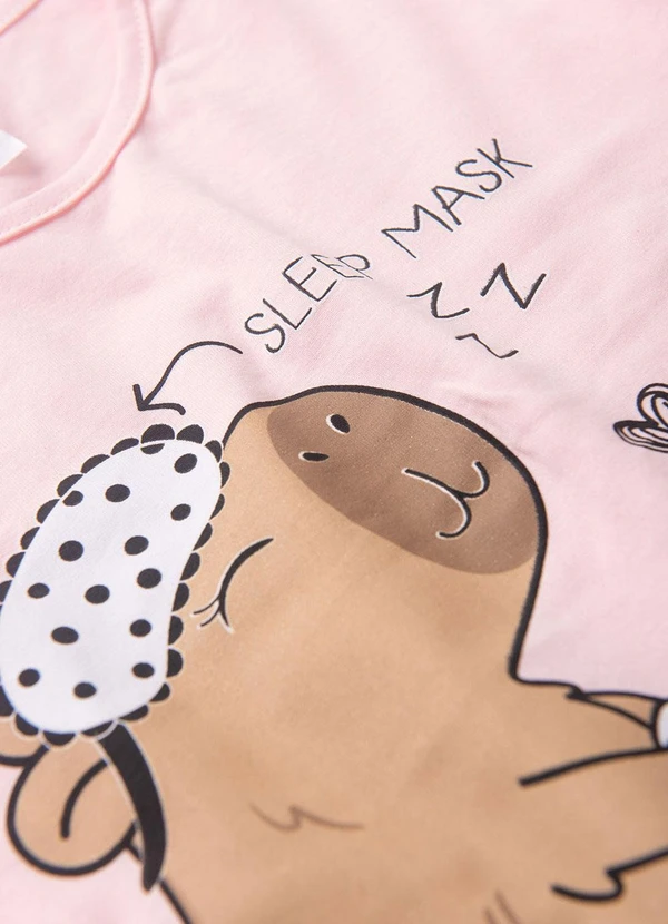 Atelie da Crianca - Pijama Infantil Feminino Inverno Capivara Rosa 2