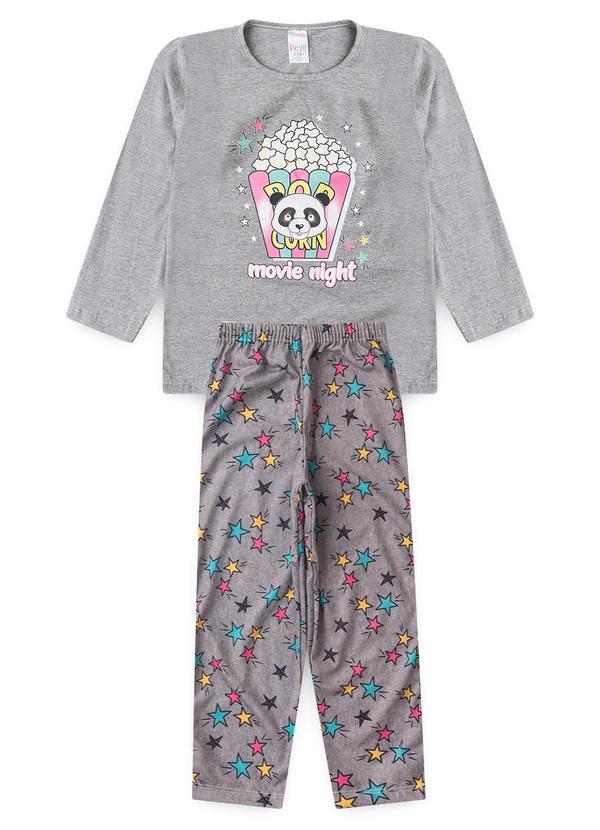 Atelie da Crianca - Pijama Infantil Feminino Inverno Pipoca Mescla