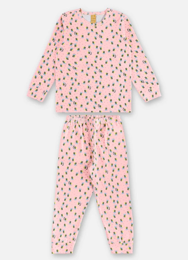 Up Baby - Pijama Infantil Finino Suedine Rosa 2