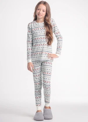 Espaço Pijama - Pijama Infantil Manga Longa com Calça Cinza - ESPAÇO PIJAMA