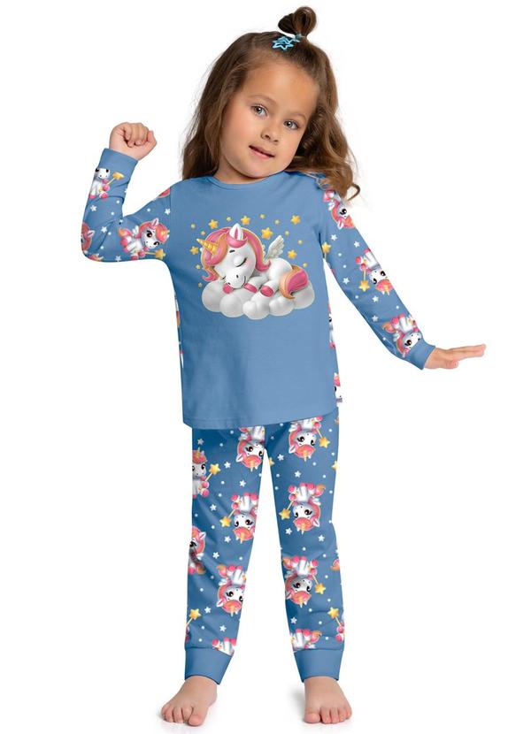 Kyly - Pijama Infantil Menina Brilha no Escuro Azul