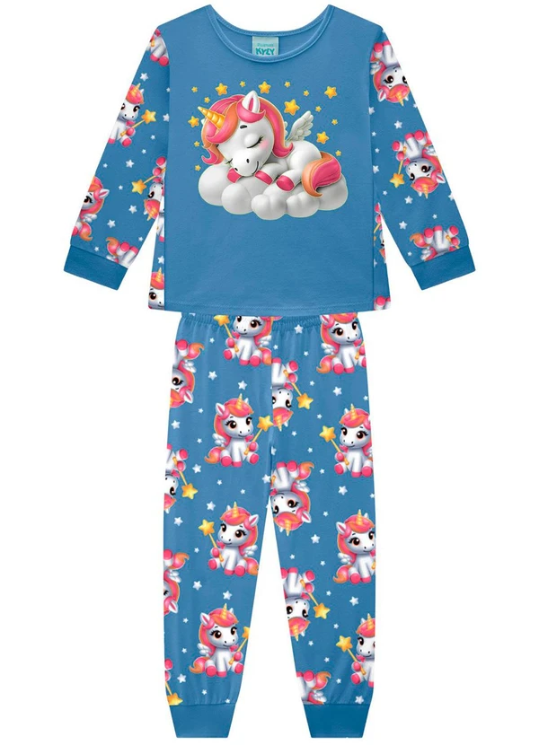 Kyly - Pijama Infantil Menina Brilha no Escuro Azul 2
