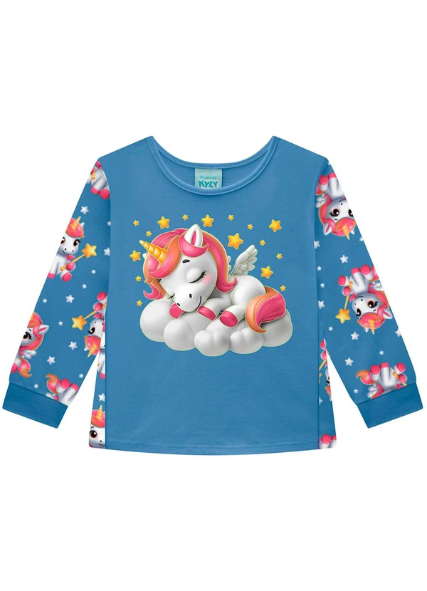Kyly - Pijama Infantil Menina Brilha no Escuro Azul 3