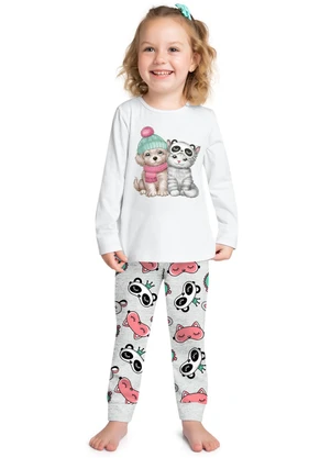 Kyly - Pijama Infantil Menina Brilha no Escuro Branco - KYLY