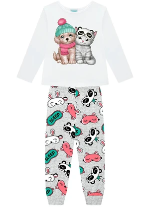 Kyly - Pijama Infantil Menina Brilha no Escuro Branco - KYLY