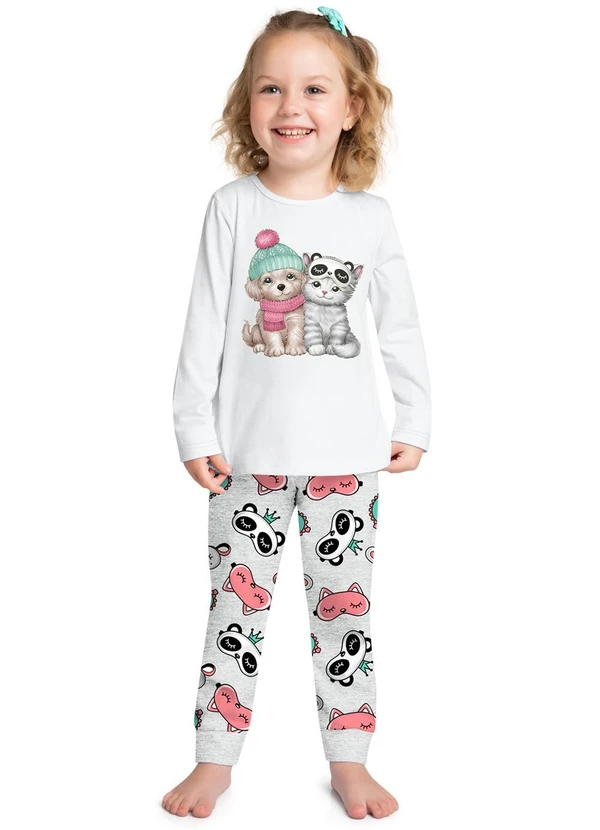 Kyly - Pijama Infantil Menina Brilha no Escuro Branco