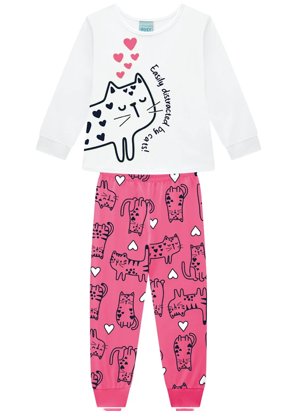 Kyly - Pijama Infantil Menina Brilha no Escuro Branco